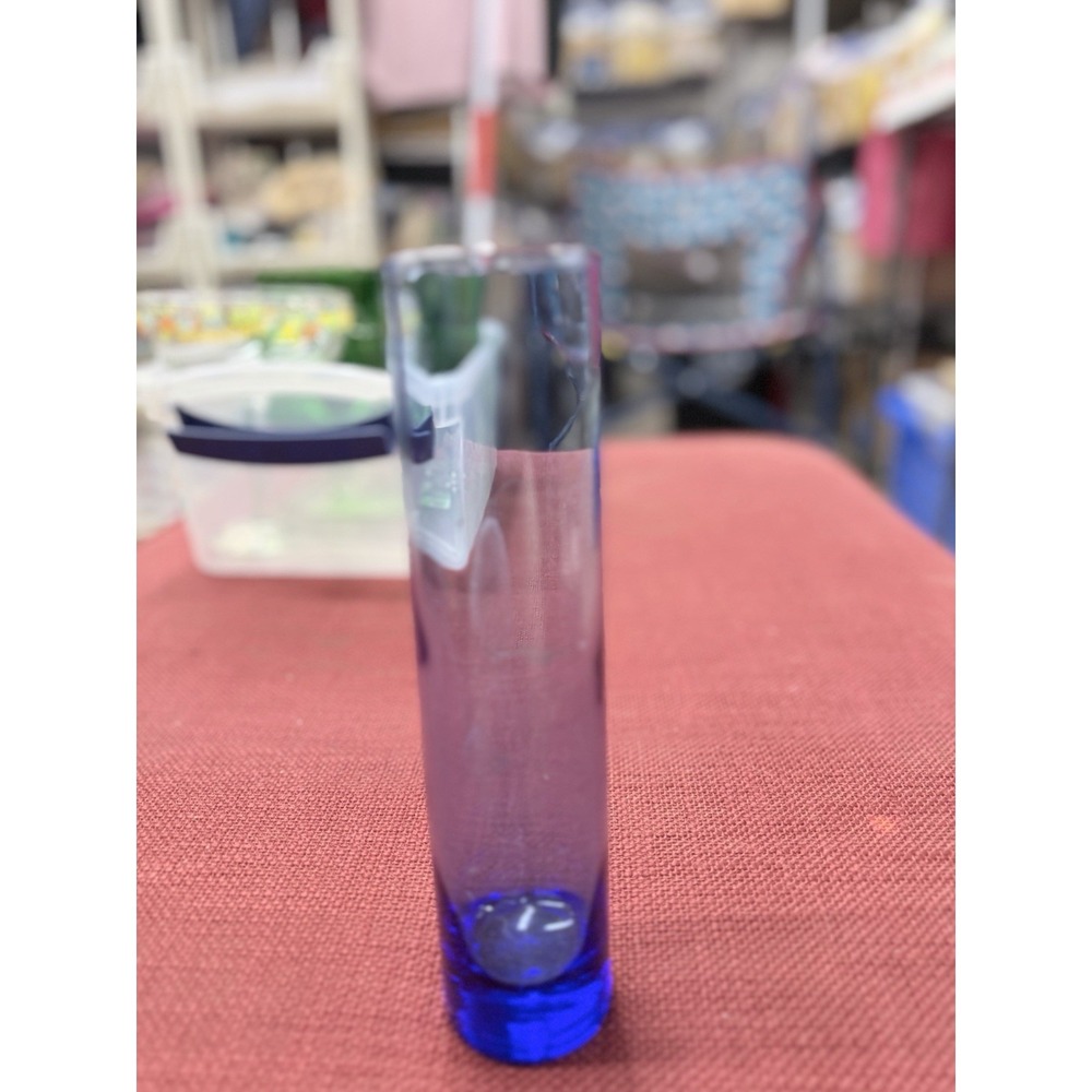 MCM Libbey Cobalt Blue Glass Cylinder Bud Flower Vase Tall Vintage Retro Gift